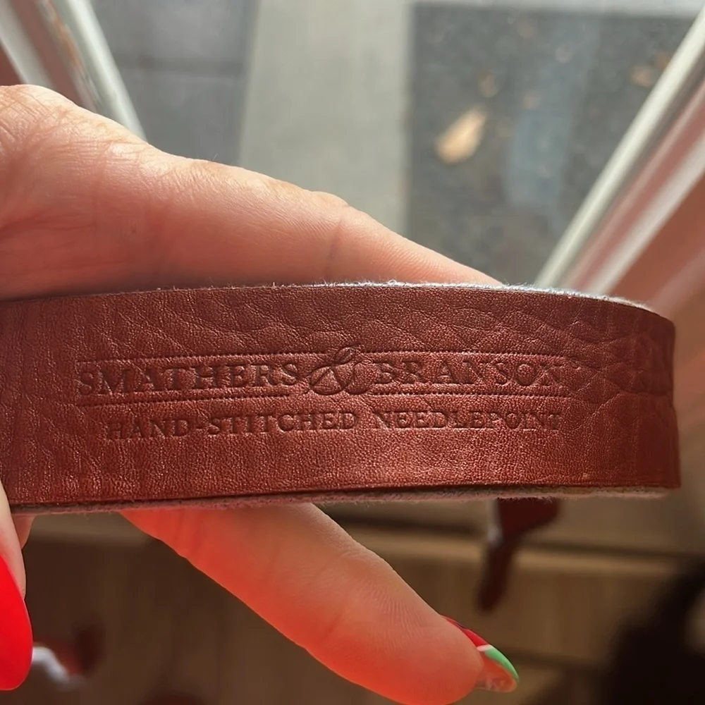 Smathers & Branson Needlepoint Belt Men’s Size 50 BB Bedens Brook Club Blue Golf